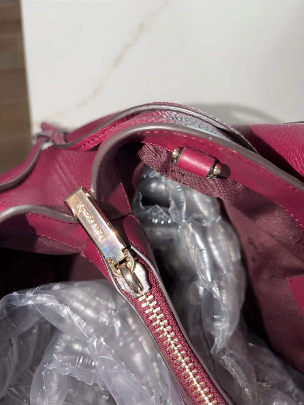 Kate Spade Large Dumpling Satchel Blackberry Preserves maroon cranberry bag